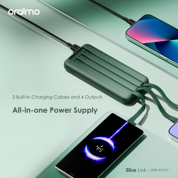 Oraimo Slice Link 10000mAh 12W Power Bank with Built-in Cables (OPB-P5101)