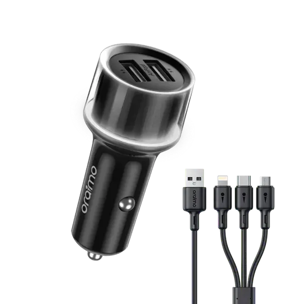 Oraimo Highway 15 15.5W Car Charger with 3-in-1 Cable (OCC-1152D-X93)
