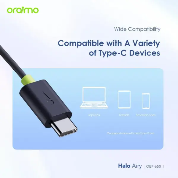 Oraimo Halo Airy Type-C Half In-Ear Wired Headphones (OEP-650)