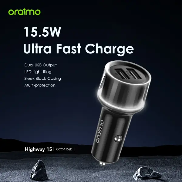 Oraimo Highway 15 15.5W Dual USB Car Charger (OCC-1152D)