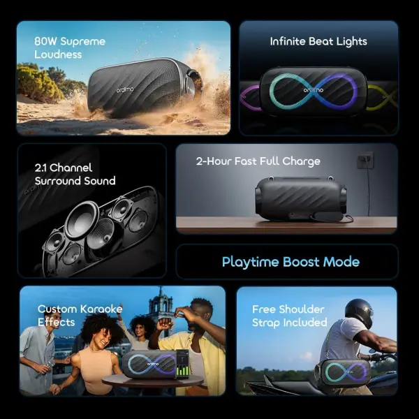 Oraimo SpaceBox Pro 80W Karaoke Wireless Speaker