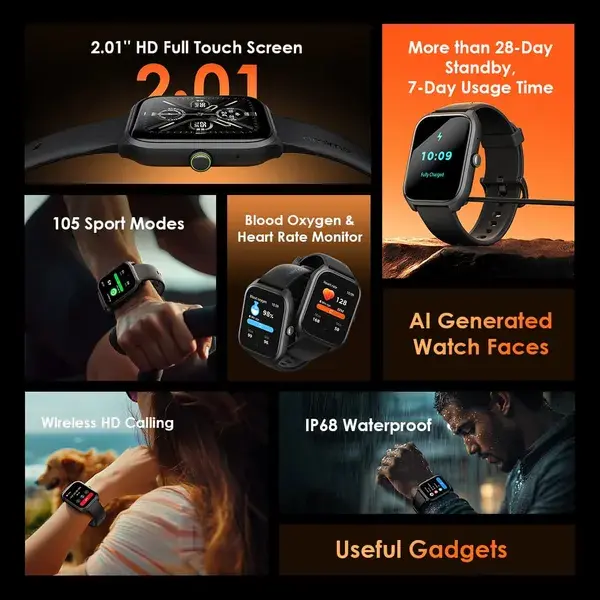Oraimo Watch 5 Lite 2.01" HD IP68 Smart Watch osw-804