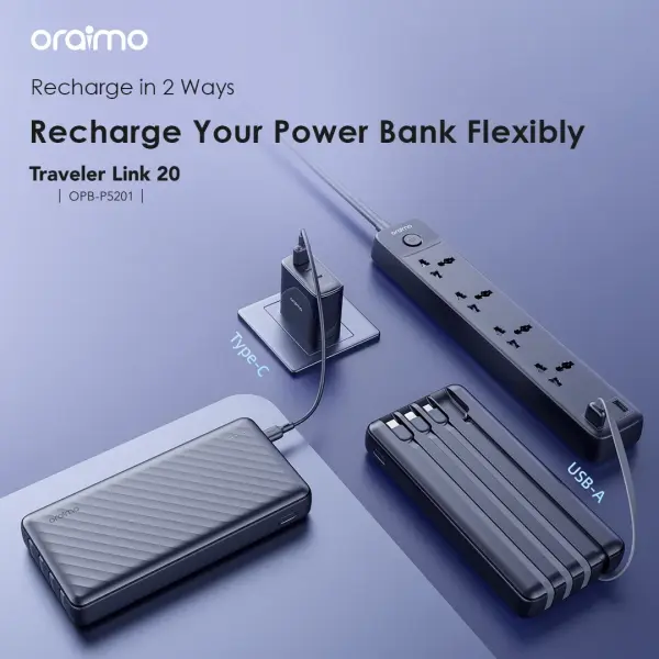 Oraimo Traveler Link 20 20000mAh 12W Power Bank (OPB-P5201)